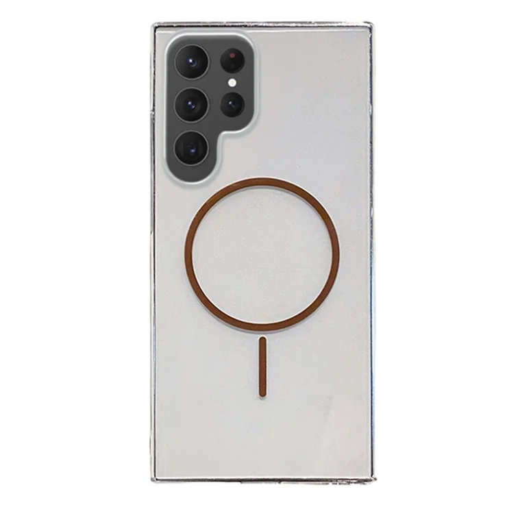 For Samsung Galaxy S25 Ultra Case Compatible with MagSafe Clear Slim PC Phone Back Cover - Transparent Orange