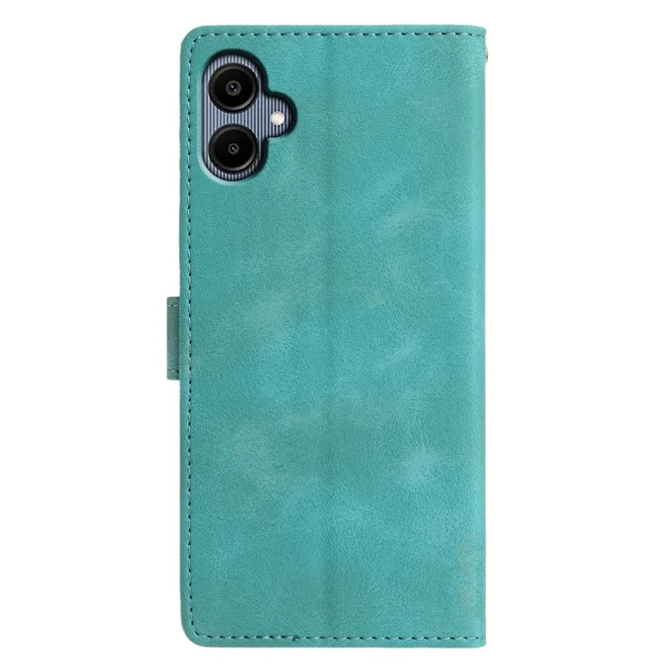 For Samsung Galaxy A06 4G Case Wallet Stand Imprinted Triangle Pattern Leather Phone Flip Cover - Green