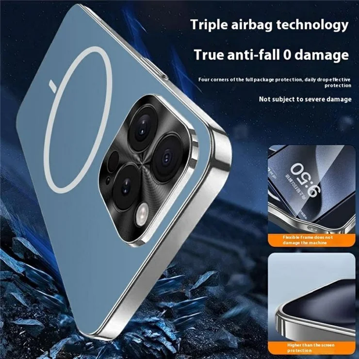 For iPhone 14 Pro Case Compatible with MagSafe Acrylic + TPU Airbag Protection Phone Cover - Silver