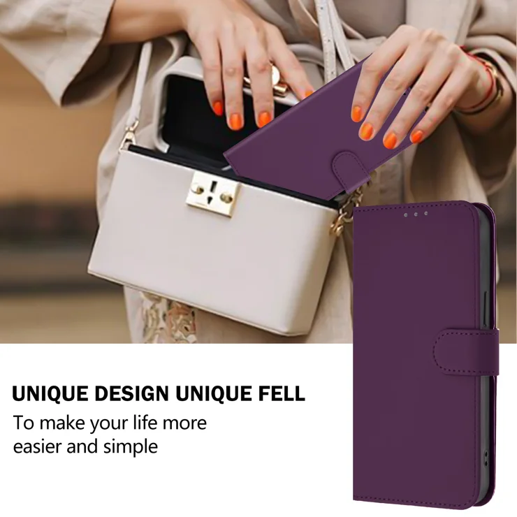 For Xiaomi Poco F7 Pro 5G / Xiaomi Redmi K80 5G / Xiaomi Redmi K80 Pro 5G / Xiaomi Poco F7 Ultra 5G Case Solid Color Wallet Leather Phone Cover with Strap - Voilet