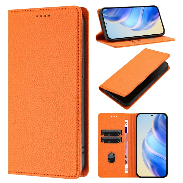 For Xiaomi Poco F7 Pro 5G / Xiaomi Redmi K80 5G / Xiaomi Redmi K80 Pro 5G / Xiaomi Poco F7 Ultra 5G Wallet Case RFID Blocking Litchi Texture Leather Mobile Cover - Orange