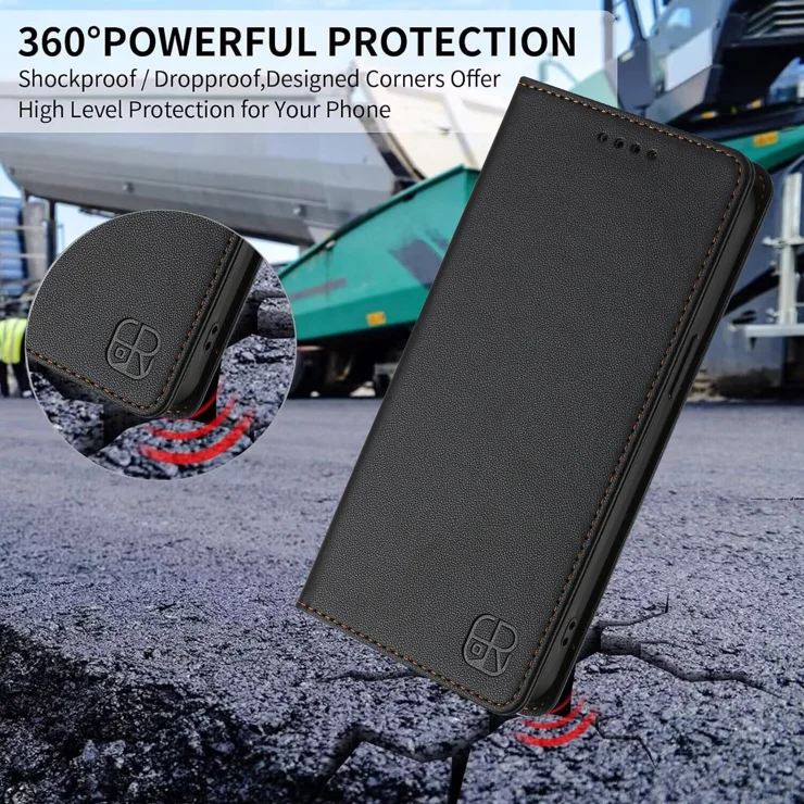 For vivo X200s 5G Leather Case RINACASIS RC01 Phone Cover with RFID Blocking Wallet Stand - Black
