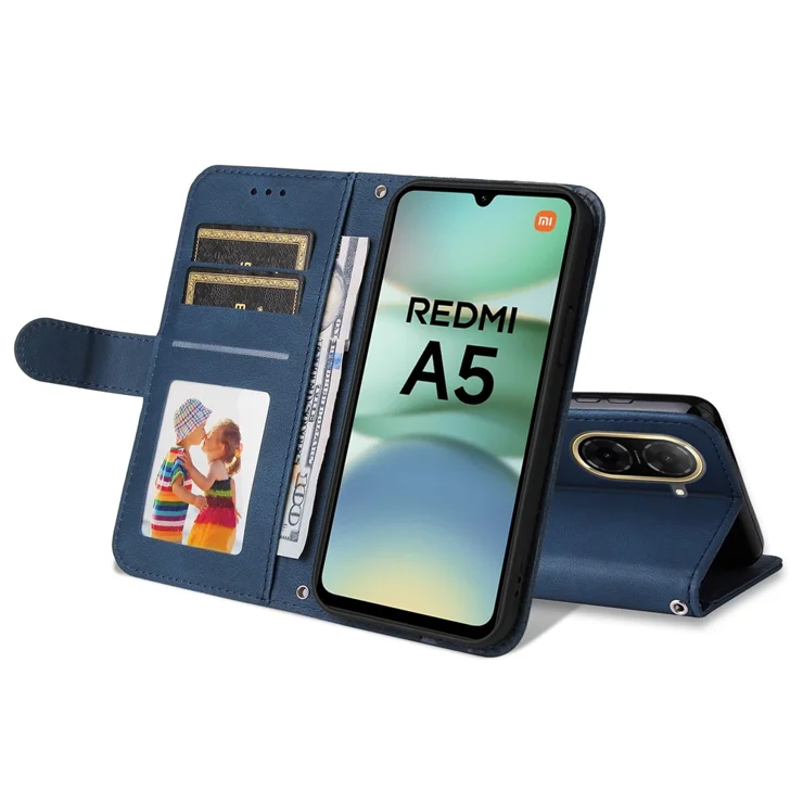 Étui Portefeuille Redmi A5 - Cuir PU Fleurs Relief, Porte-Cartes, Support, Fermeture Magnétique - Blanc