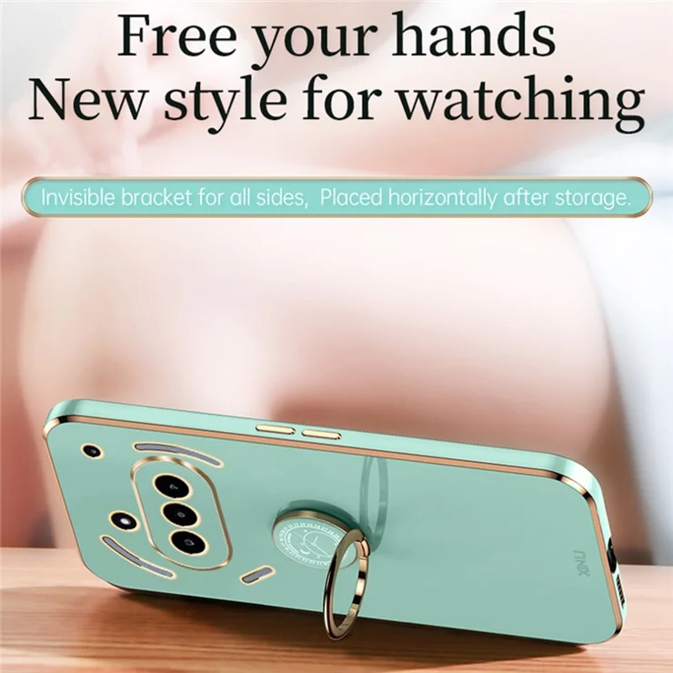 XINLI For Nothing Phone (3a) Case Ring Kickstand Electroplating TPU Phone Cover - Cyan