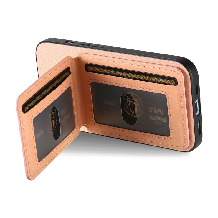 For Google Pixel 9a Case Cloth Texture Leather + PC + TPU RFID Blocking Phone Cover with Card Holder - Pink