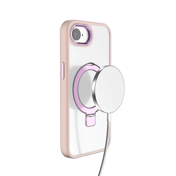 For iPhone 16e Case Compatible with MagSafe Kickstand TPU + Acrylic Clear Phone Cover - Dark Purple