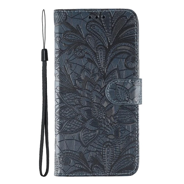 For OnePlus Nord 3 5G Case Lace Flowers PU Leather Flip Wallet Phone Cover - Dark Blue
