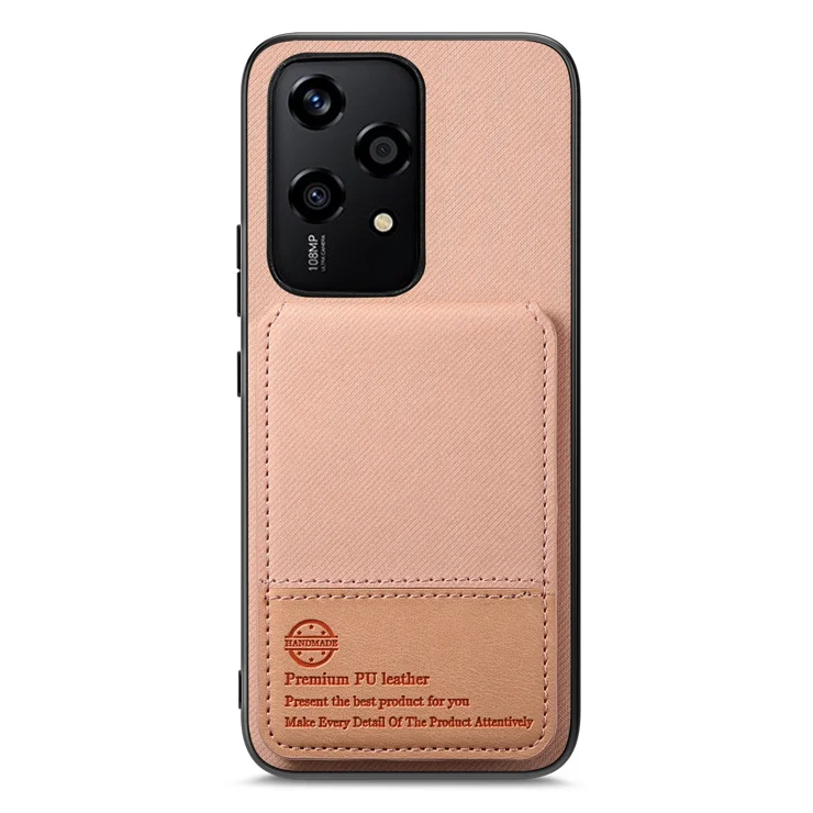 For Honor 200 Lite Case Cloth Texture Leather + PC + TPU RFID Blocking Phone Cover with Card Holder - Pink