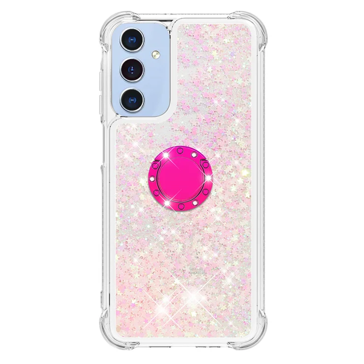 For Samsung Galaxy A16 5G TPU Case with Kickstand Quicksand Shockproof Cover - Pink / Pentagram