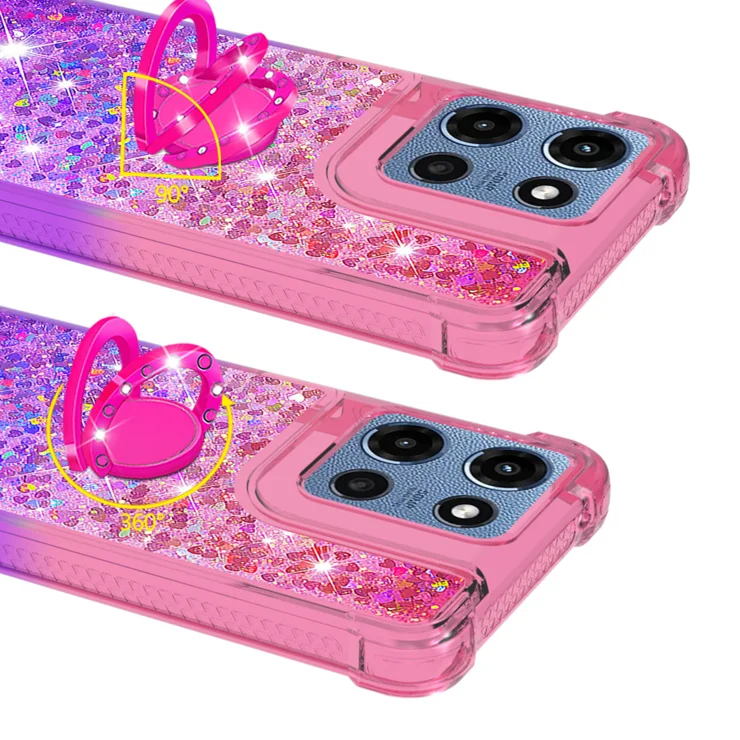 For Motorola Moto G Stylus 5G (2025) TPU Case with Kickstand Gradiant Quicksand Shockproof Cover - Pink+Purple