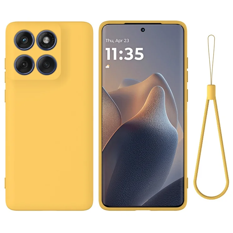 For Motorola Edge 60 5G / 60 Fusion 5G Liquid Silicone Case Phone Back Cover with Hand Strap - Yellow For Motorola Edge 60 5G / 60 Fusion 5G Liquid Silicone Case Phone Back Cover with Hand Strap - Yellow