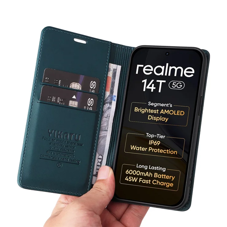 Coque Portefeuille En Cuir PU Pour Realme C71/C73/P3 Lite 4G - Protection Antichoc, Fentes Pour Cartes, Fermeture Magnétique - Couleur Marron