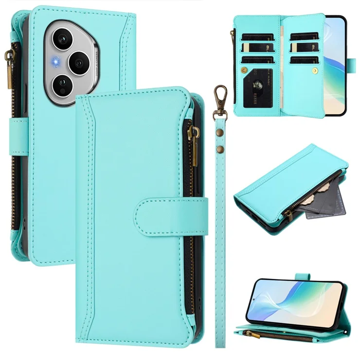 For Honor 400 Pro 5G (Global) Wallet Cases Retro Texture RFID Blocking Leather Phone Cover - Int Green - View #12