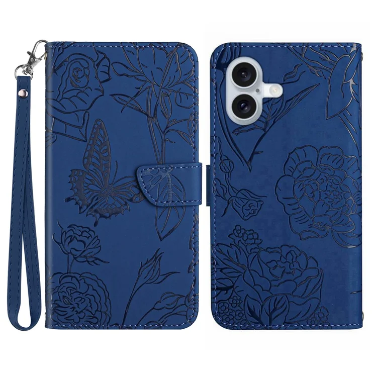 For iPhone 17 Case Butterfly Flower Imprinted Leather Phone Cover