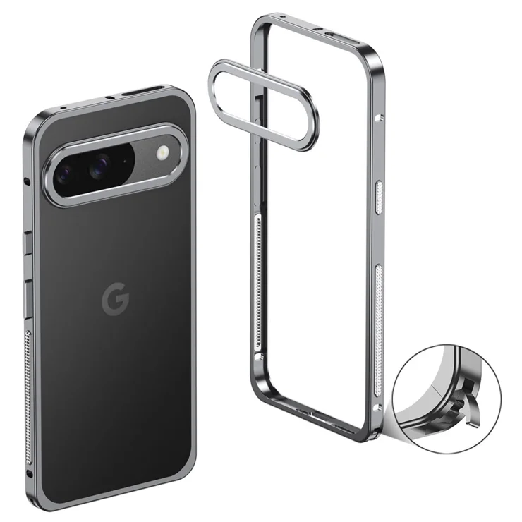 For Google Pixel 9 / 9 Pro Bumper Cases Metal Frame Heat Dissipation Cover with Lens Protector - Grey For Google Pixel 9 / 9 Pro Bumper Cases Metal Frame Heat Dissipation Cover with Lens Protector - Grey