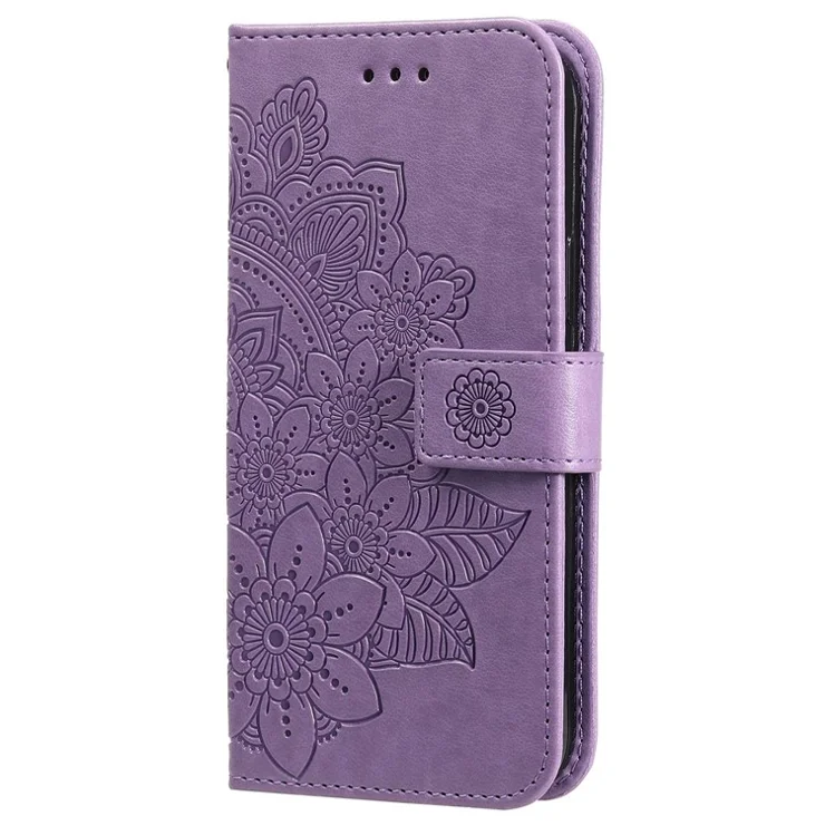 For vivo Y35 4G (2022) / Y22s 4G / Y22 4G Case Floral Pattern PU Leather Wallet Stand Phone Cover - Purple