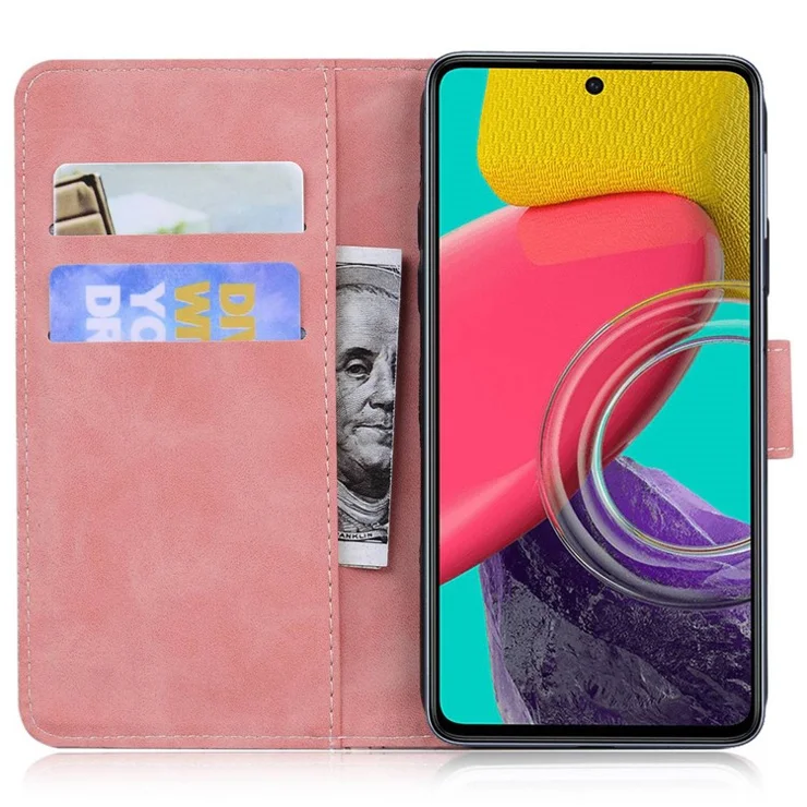 For Samsung Galaxy A14 5G / A14 4G Phone Wallet Case, Butterfly Pattern Printing PU Leather Skin-touch Cover with Stand - Pink