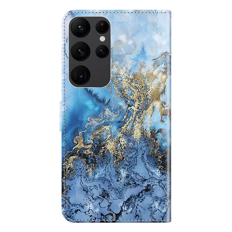 For Samsung Galaxy S23 Ultra PU Leather Full Protection Stand Case 3D Pattern Printed Phone Wallet Cover with Strap - Bauhinia Valley