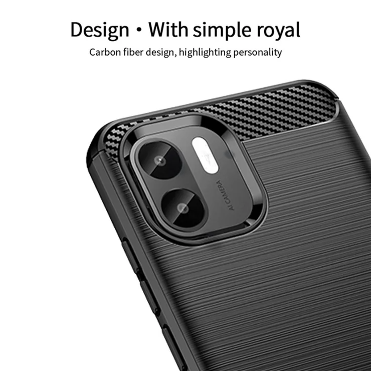 MOFI JK TPU Series-1 for Xiaomi Redmi A1 4G / A2 4G Anti-scratch Brushed Surface Phone Case Carbon Fiber Texture Soft TPU Back Cover - Black
