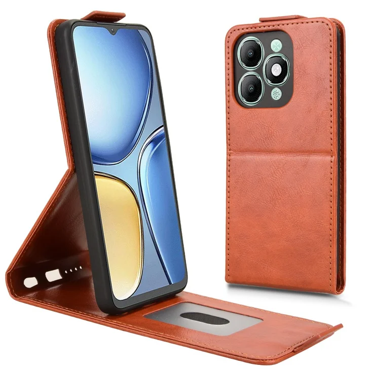 Custodia Portafoglio In Pelle PU Per TCL 205 Con Chiusura Magnetica E Slot Per Carte - Marrone