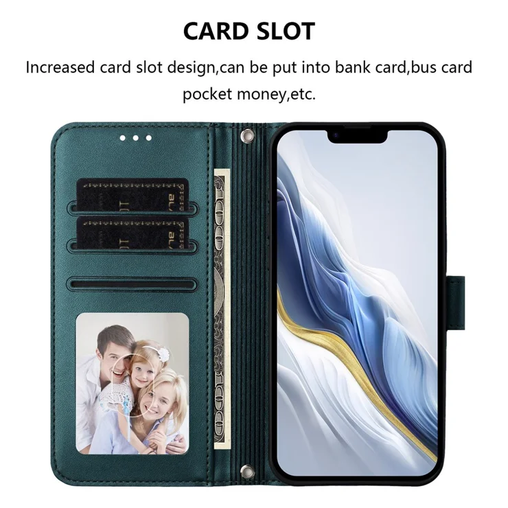 For iPhone 16e Leather Case Wallet Stand Phone Cover with Wrist