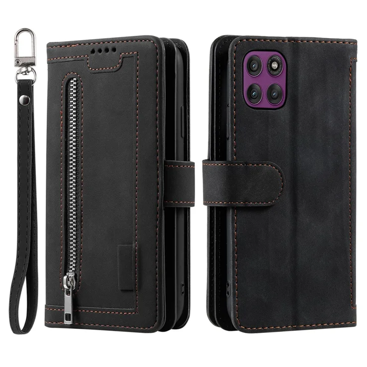 32nd PU Leder Flip Case Für Motorola Edge 60 Pro - Mit RFID-Schutz, 3 Kartenfächern, Kickstand & Magnetverschluss, Schwarz