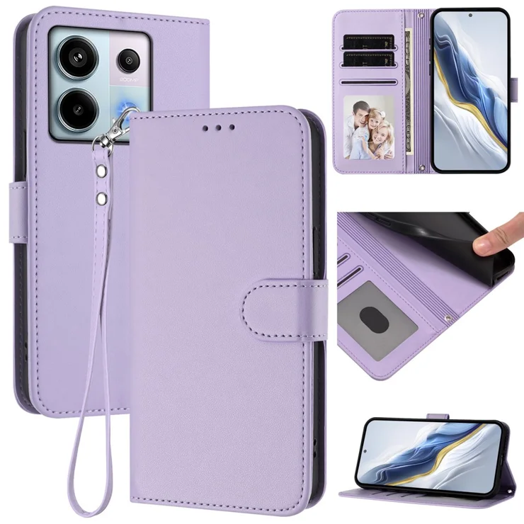 Custodia Portafoglio MOJIA In Pelle PU Per Xiaomi Redmi Note 13 Pro 5G / Poco X6 5G | Cover Con 7 Slot Carte E Cinturino | Marrone - 3