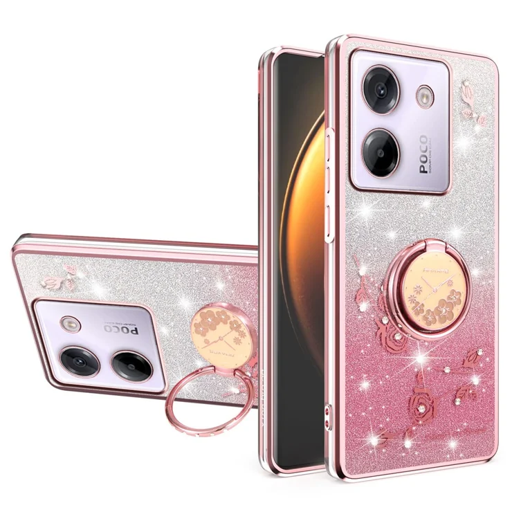 ISOI Handyhülle Mit Band Für Xiaomi Poco M7 Pro 5G – Transparente Silikon-Hülle Mit Abnehmbarem Schultergurt, Pink