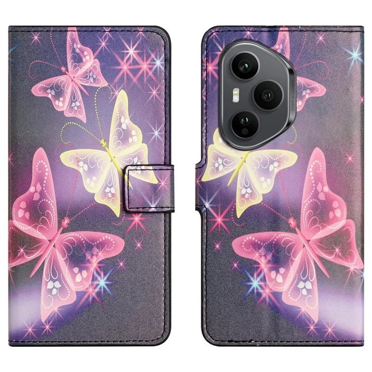 Étui Portefeuille Pour Honor 400 5G - Coque TPU + Cuir PU, Gaufrage Papillon, Fentes Cartes, Support Intégré, Rose - 12