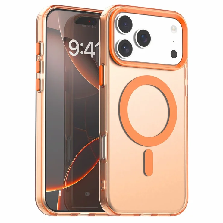 For iPhone 17 Pro Max Case Compatible with MagSafe Anti Drop Hybrid Phone Back Cover - Orange For iPhone 17 Pro Max Case Compatible with MagSafe Anti Drop Hybrid Phone Back Cover - Orange