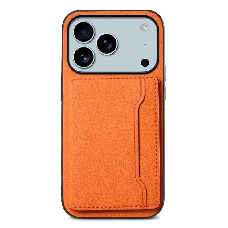 For iPhone 17 Pro Case with Card Slots Kickstand Calf Texture