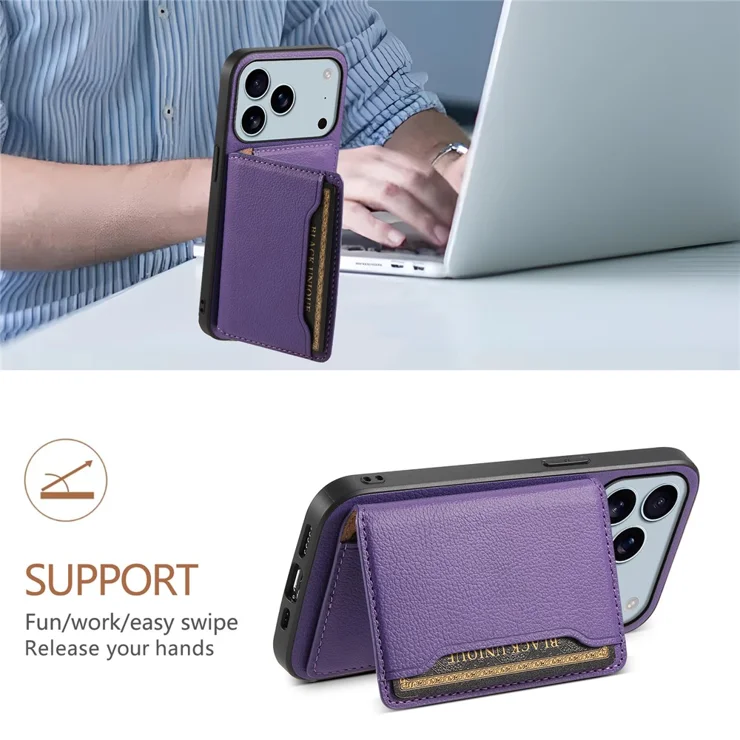 Wallet Case For IPhone 17 Pro Max - Magnetic Detachable Flip Cover, RFID Blocking, 3 Card Slots, PU Leather | Purple