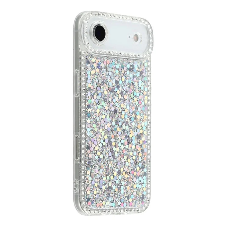For iPhone Air Case Rhinestone Edge Glitter Epoxy TPU Phone Cover - Silver For iPhone Air Case Rhinestone Edge Glitter Epoxy TPU Phone Cover - Silver