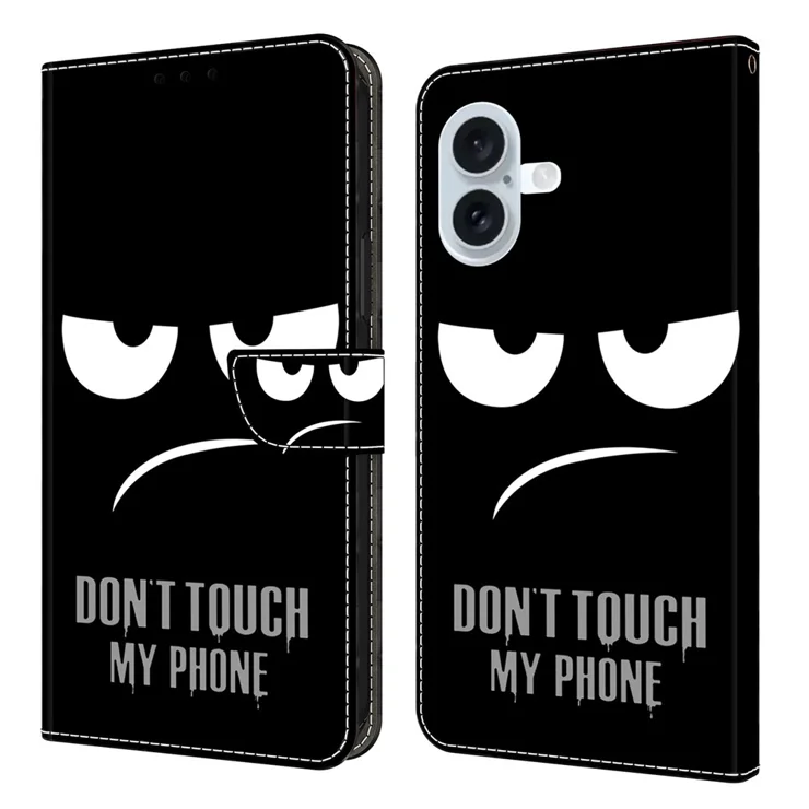 For iPhone 17 Case Magnetic Clasp 3D Pattern Leather Wallet Phone Cover - Don't  Touch My Phone