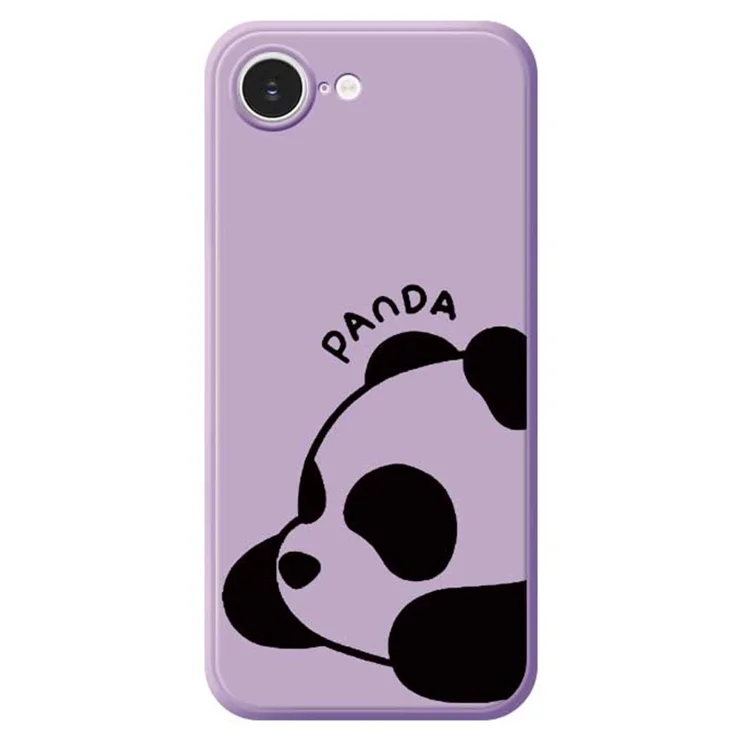 For iPhone 17e / 16e Case Cute Panda Pattern Printing Straight Edge TPU Phone Back Cover - Purple For iPhone 17e / 16e Case Cute Panda Pattern Printing Straight Edge TPU Phone Back Cover - Purple