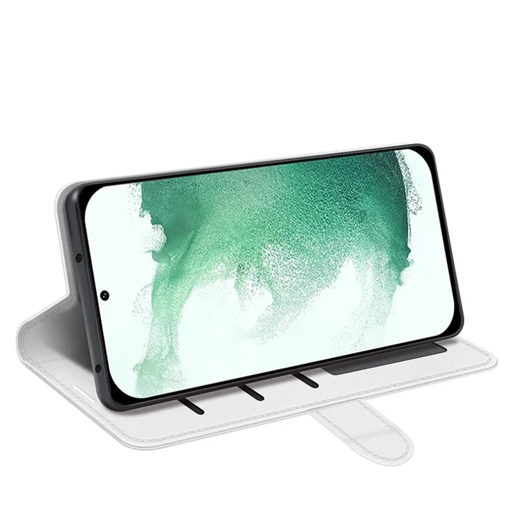 PU Leather Phone Cover for Samsung Galaxy S23+, Crazy Horse Texture Shockproof Case with Stand Wallet - White