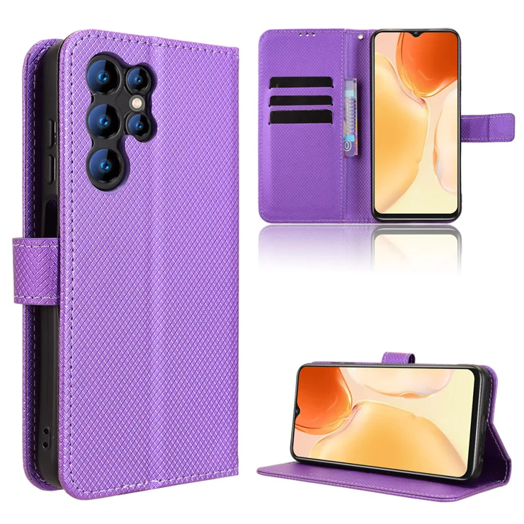 Housse Portefeuille Pour Oukitel C61 / C61 Pro – Cuir PU, Rabat Magnétique, Support Pliable, Violet