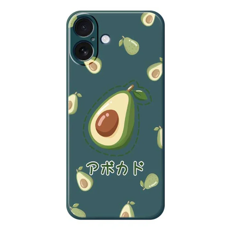 For iPhone 17 Case Avocados Pattern Printing Straight Edge TPU Phone Back Cover - Green For iPhone 17 Case Avocados Pattern Printing Straight Edge TPU Phone Back Cover - Green