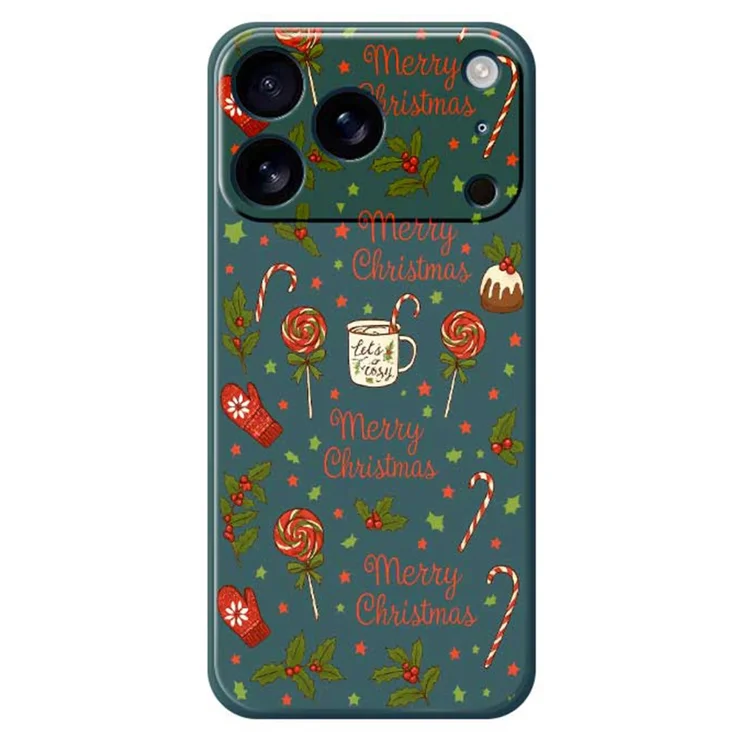 For iPhone 17 Pro Max Case Christmas Candy Gloves Pattern Printing Straight  Edge TPU Phone Back Cover - Green