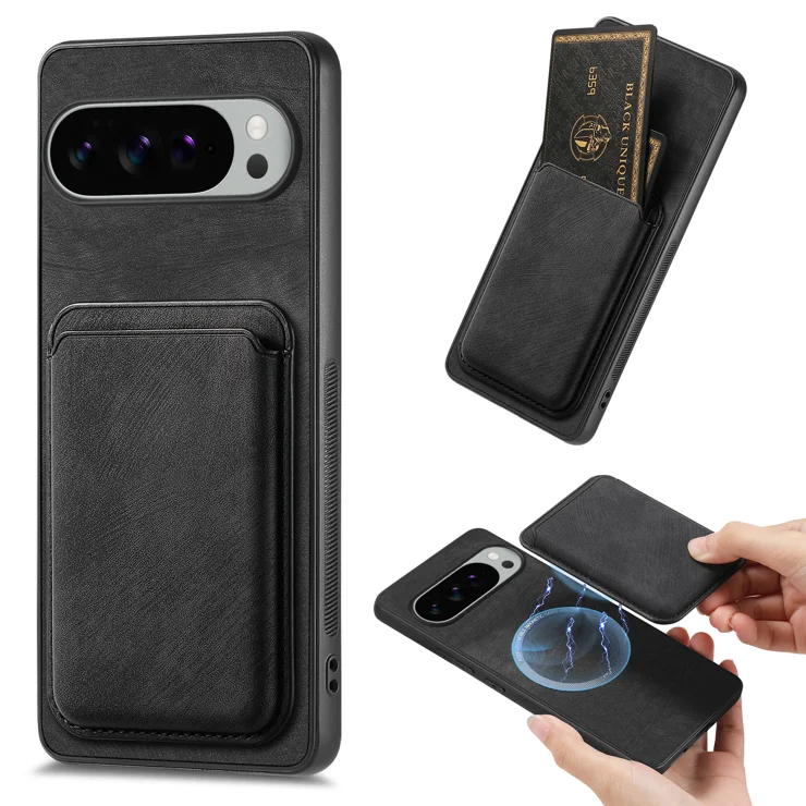 Custodia A Portafoglio In Pelle PU Con Magnete Per Google Pixel 4 XL (6,3'') - Porta Carte, Protezione Antiurto, Colore Nero