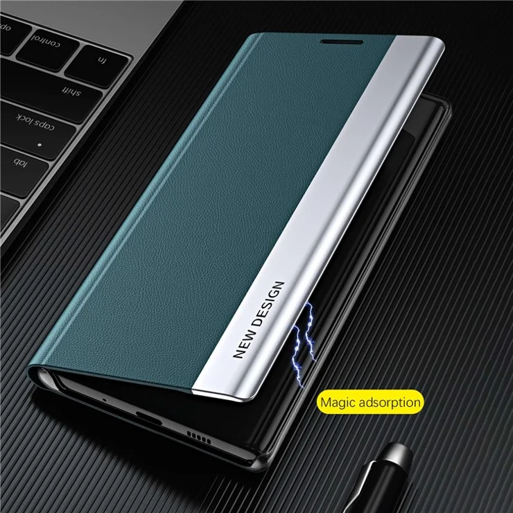 For Honor 70 5G Electroplating PU Leather Flip Stand Cover Auto Adsorption Phone Drop-proof Case - Black