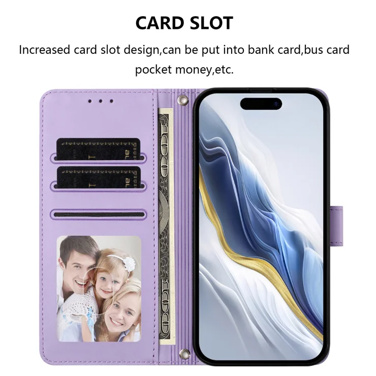 For iPhone Air Wallet Case with Wrist Strap Love Cat Pattern Imprint