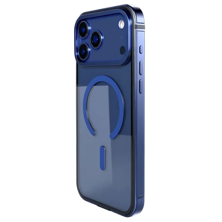 For iPhone 17 Pro Case Metal TPU Frame PC Back Clear Phone Cover Compatible with MagSafe - Navy Blue For iPhone 17 Pro Case Metal TPU Frame PC Back Clear Phone Cover Compatible with MagSafe - Navy Blue