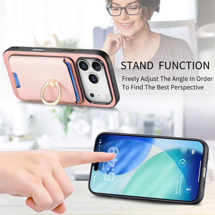 For iPhone 17 Pro Magnetic Case Detachable Card Bag Leather