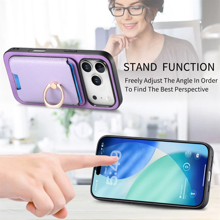 For iPhone 17 Pro Magnetic Case Detachable Card Bag Leather