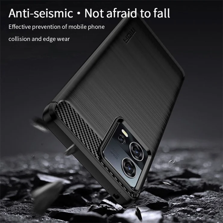 MOFI JK TPU Series-1 for Motorola Moto S30 Pro 5G / Edge 30 Fusion 5G Soft TPU Brushed Phone Case Carbon Fiber Texture Drop-proof Back Cover - Black