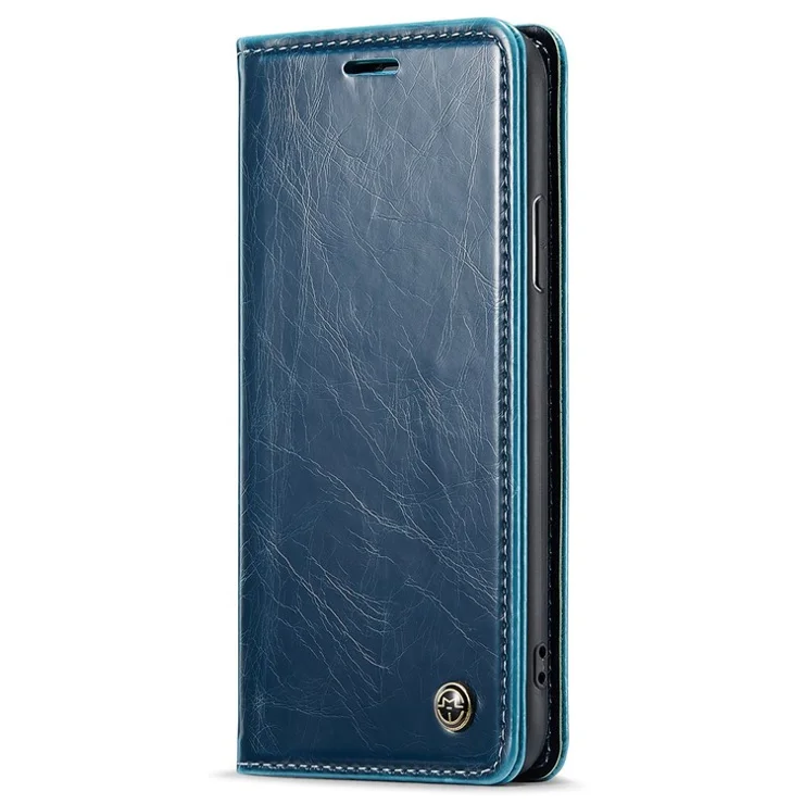 CASEME 003 Series Cell Phone Case For iPhone X / XS 5.8 inch PU Leather Stand Wallet Retro Waxy Texture Magnetic Closure Flip Phone Cover - Blue