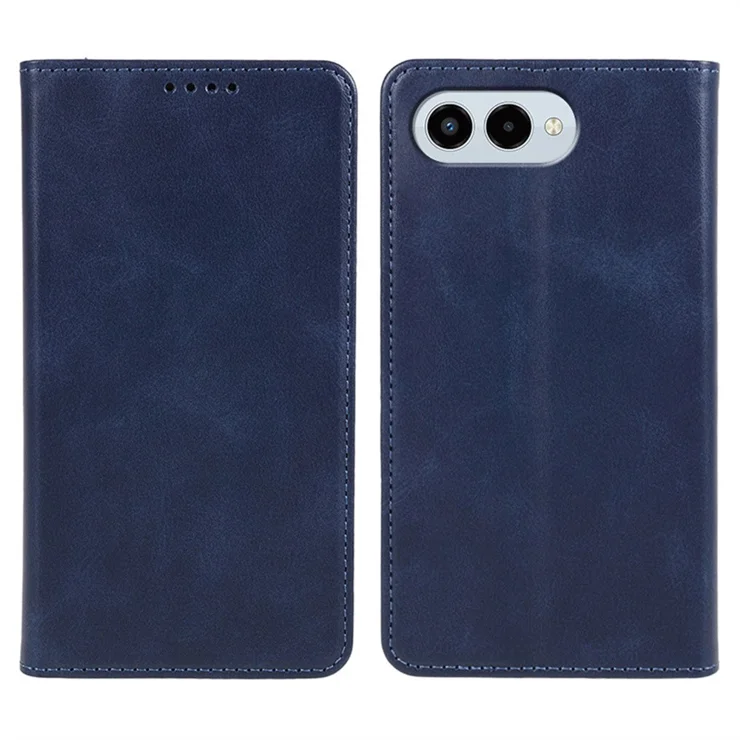 For T-Mobile REVVL 8 Case Strong Magnetic PU Leather Phone Cover Calf  Texture - Blue