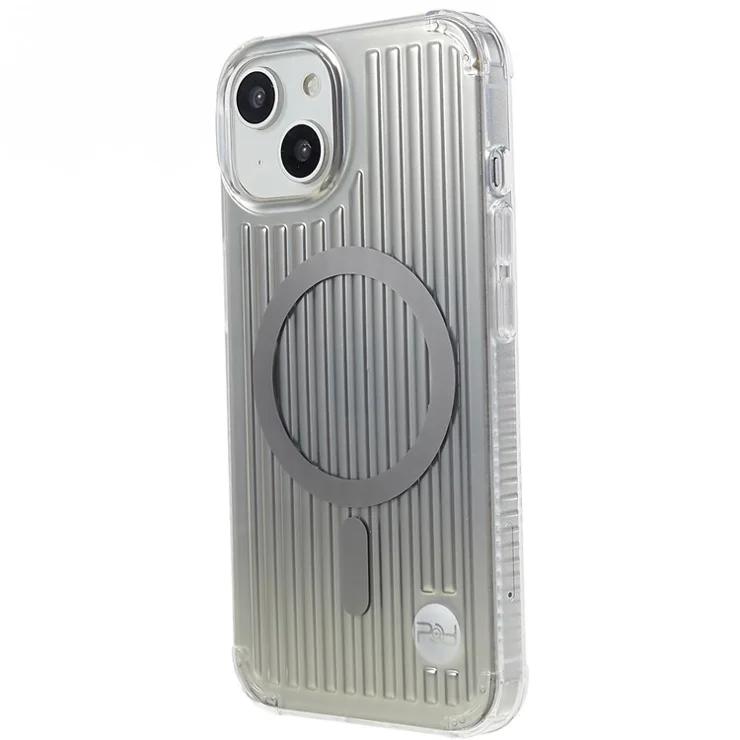 PQY Go Out Series Magnetic Rugged Case for iPhone 14 Compatible with MagSafe, PC+TPU+PET Shockproof Yellowing-Resistant Phone Cover - Silver