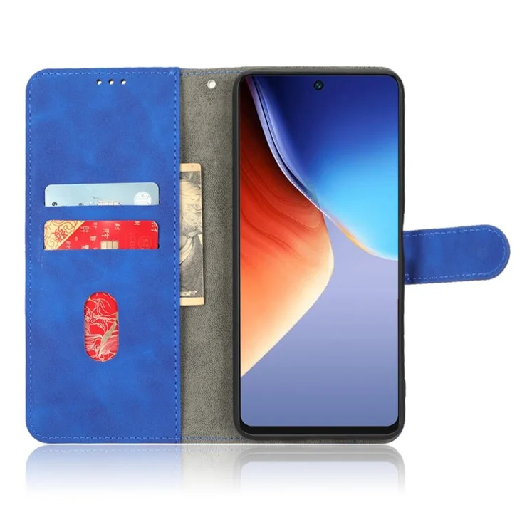Phone Cover for TECNO Camon 19 Neo 4G, Full Protection Skin-Touch Feeling PU Leather Wallet Case with Stand Feature - Blue